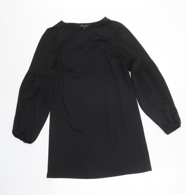 New Look Womens Black Polyester Jumper Dress Size 8 Round Neck Pullover