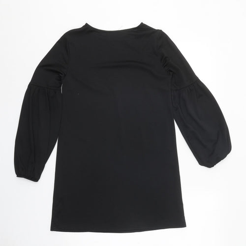 New Look Womens Black Polyester Jumper Dress Size 8 Round Neck Pullover