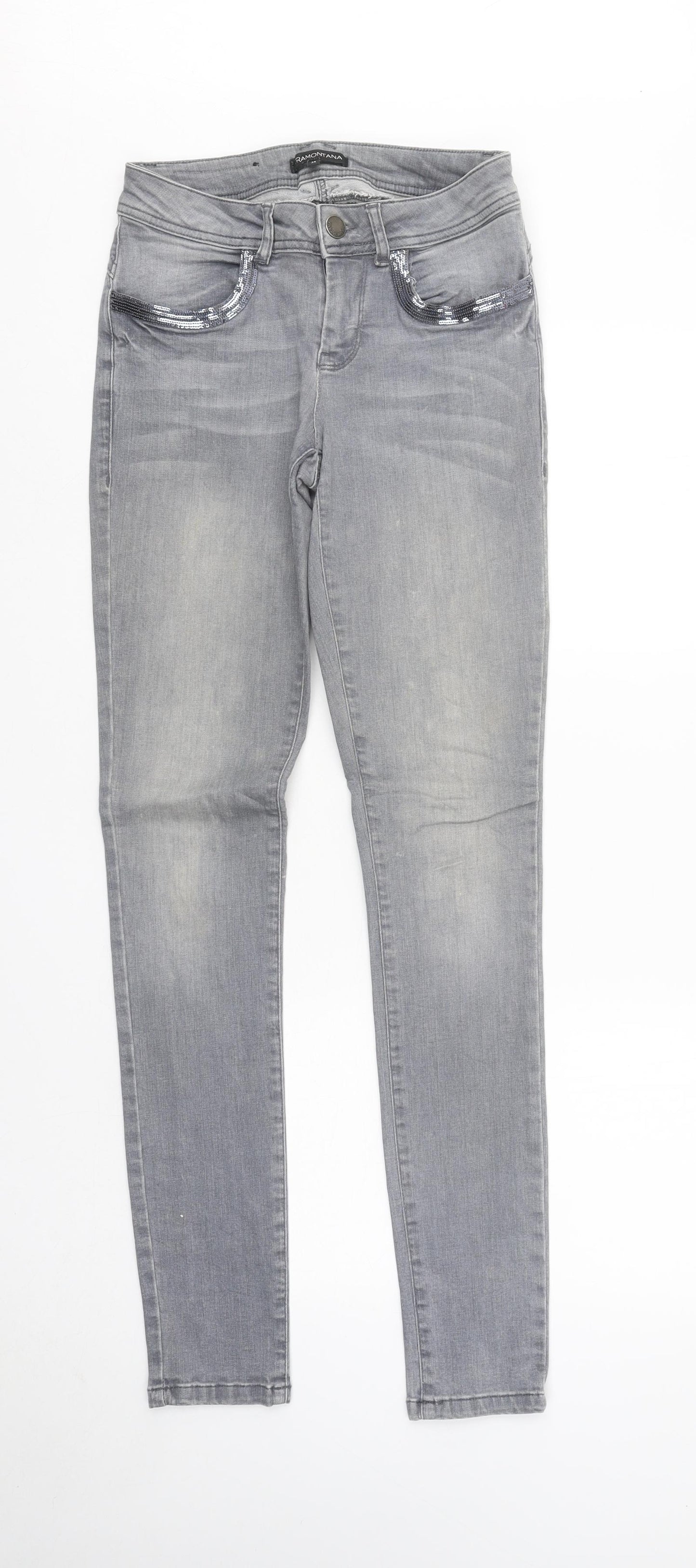 Tramontana Womens Grey Cotton Skinny Jeans Size 6 L32 in Regular Button