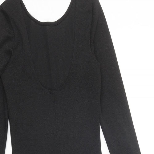 H&M Womens Black Polyester Bodycon Size 6 Scoop Neck Pullover