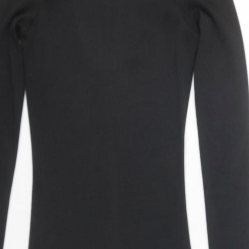 H&M Womens Black Polyester Bodycon Size 6 Scoop Neck Pullover