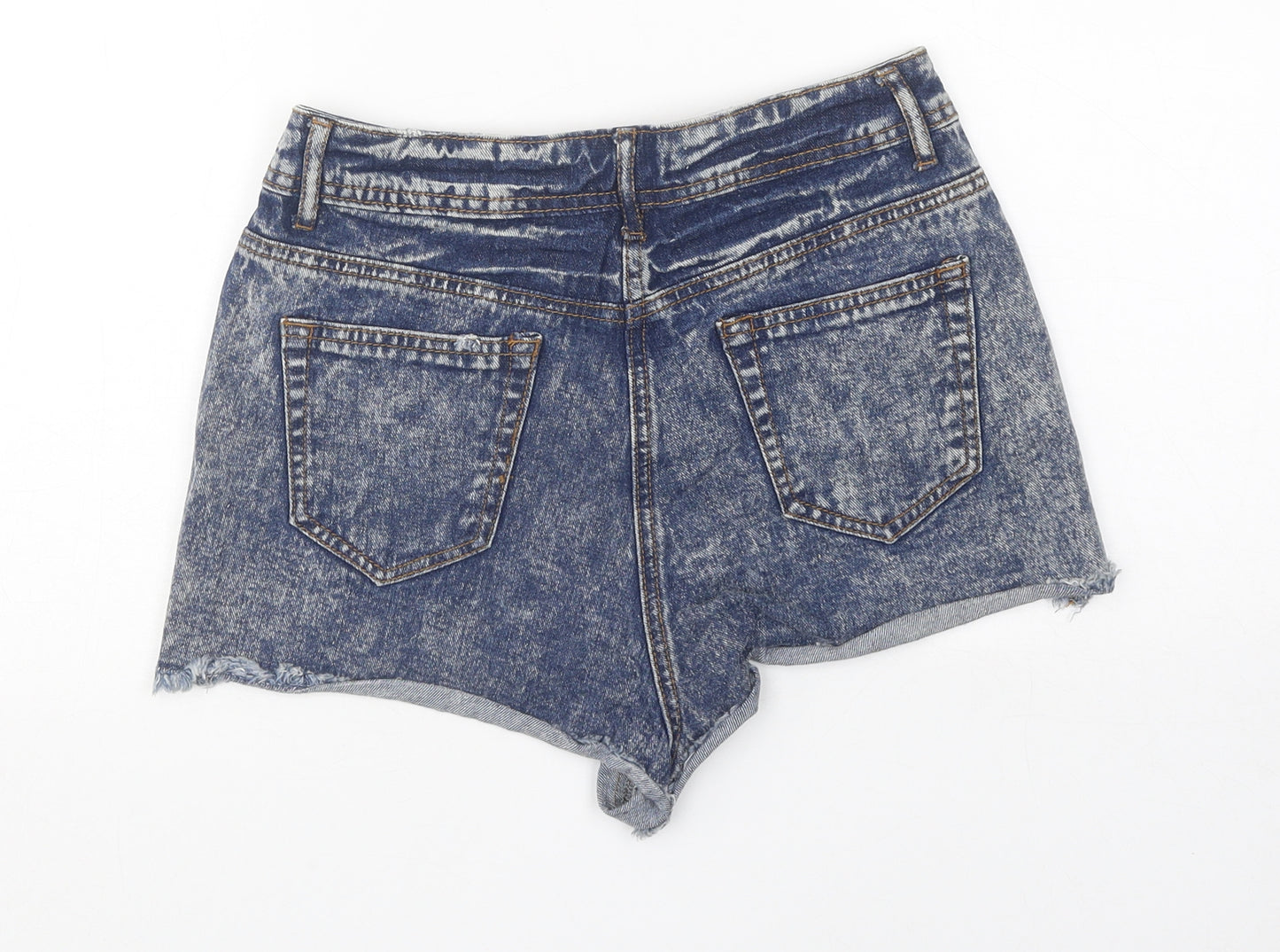 Blonde & Blonde Womens Blue Cotton Hot Pants Shorts Size 8 Regular Button