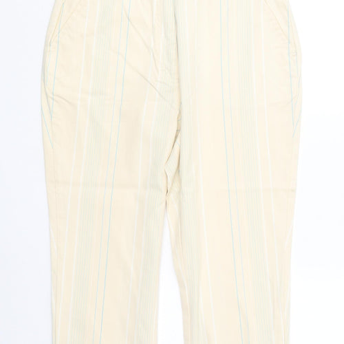 Green Lamb Womens Yellow Striped Polyester Trousers Size 10 Regular Button