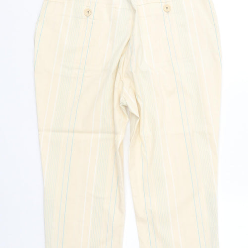 Green Lamb Womens Yellow Striped Polyester Trousers Size 10 Regular Button
