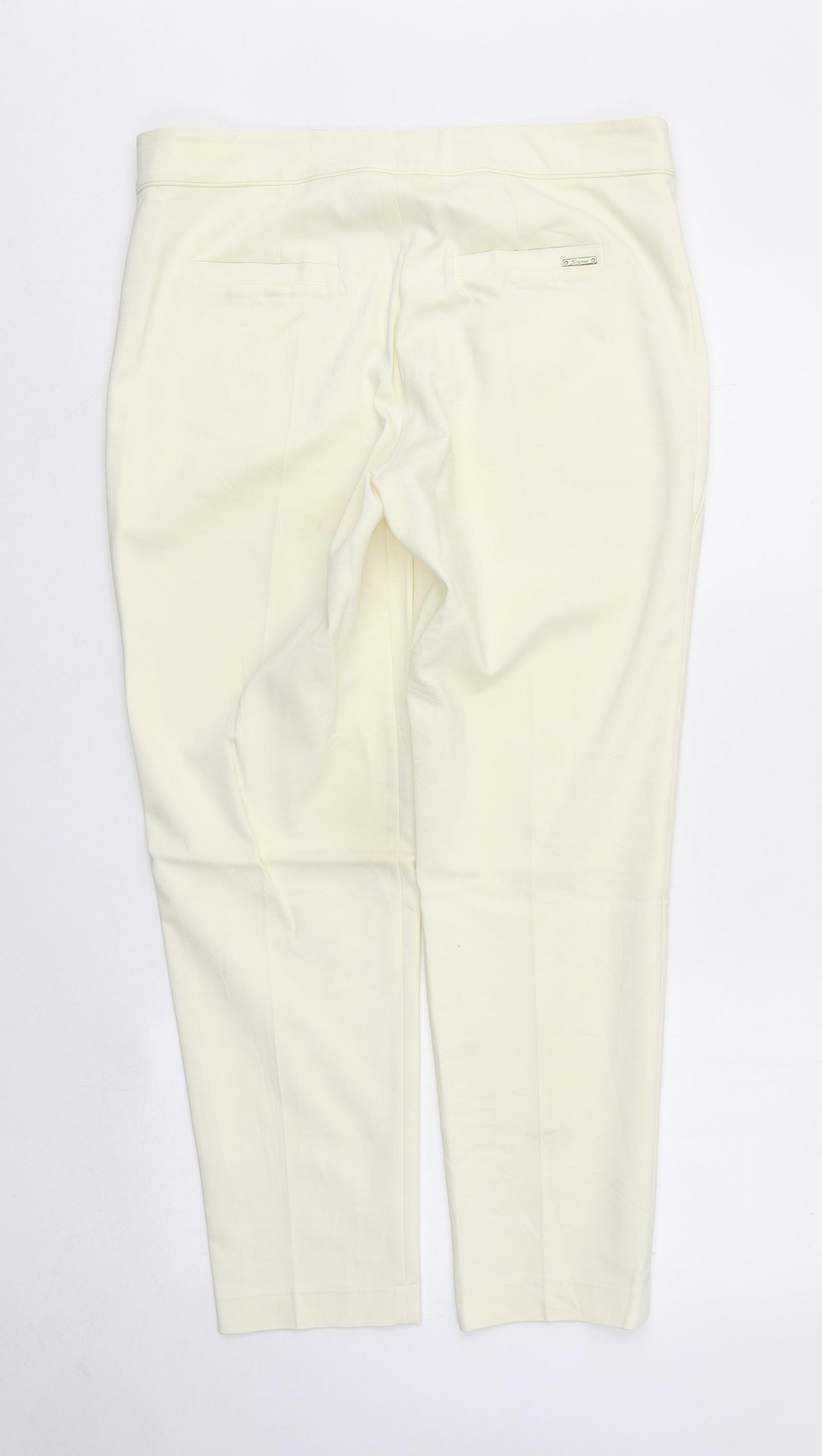 Sigma Womens Ivory Polyester Chino Trousers Size 14 L26 in Regular Zip