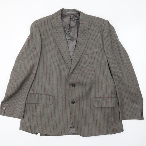 Keith Mallison Mens Grey Striped Wool Jacket Suit Jacket Size 40 Regular