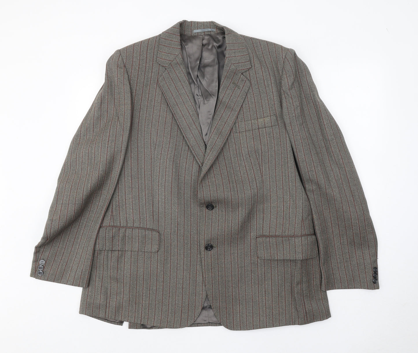 Keith Mallison Mens Grey Striped Wool Jacket Suit Jacket Size 40 Regular