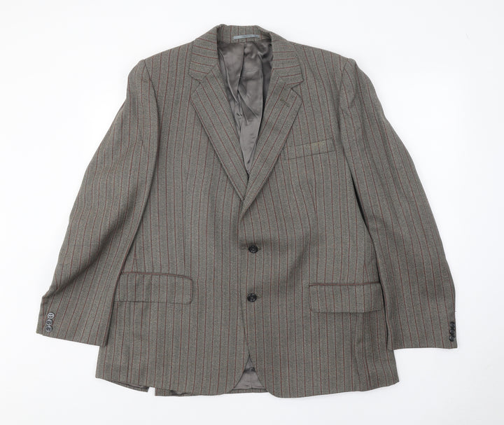 Keith Mallison Mens Grey Striped Wool Jacket Suit Jacket Size 40 Regular