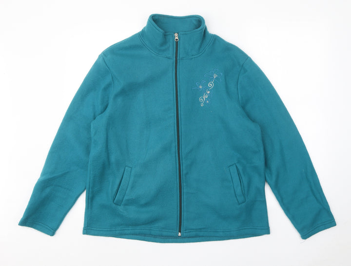 Anne De Lancay Womens Blue Jacket Size M Zip - Flower Detail