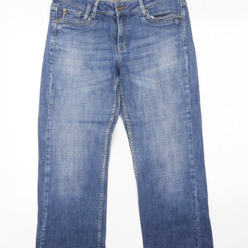 Esprit Womens Blue Cotton Straight Jeans Size 16 L25 in Regular Zip