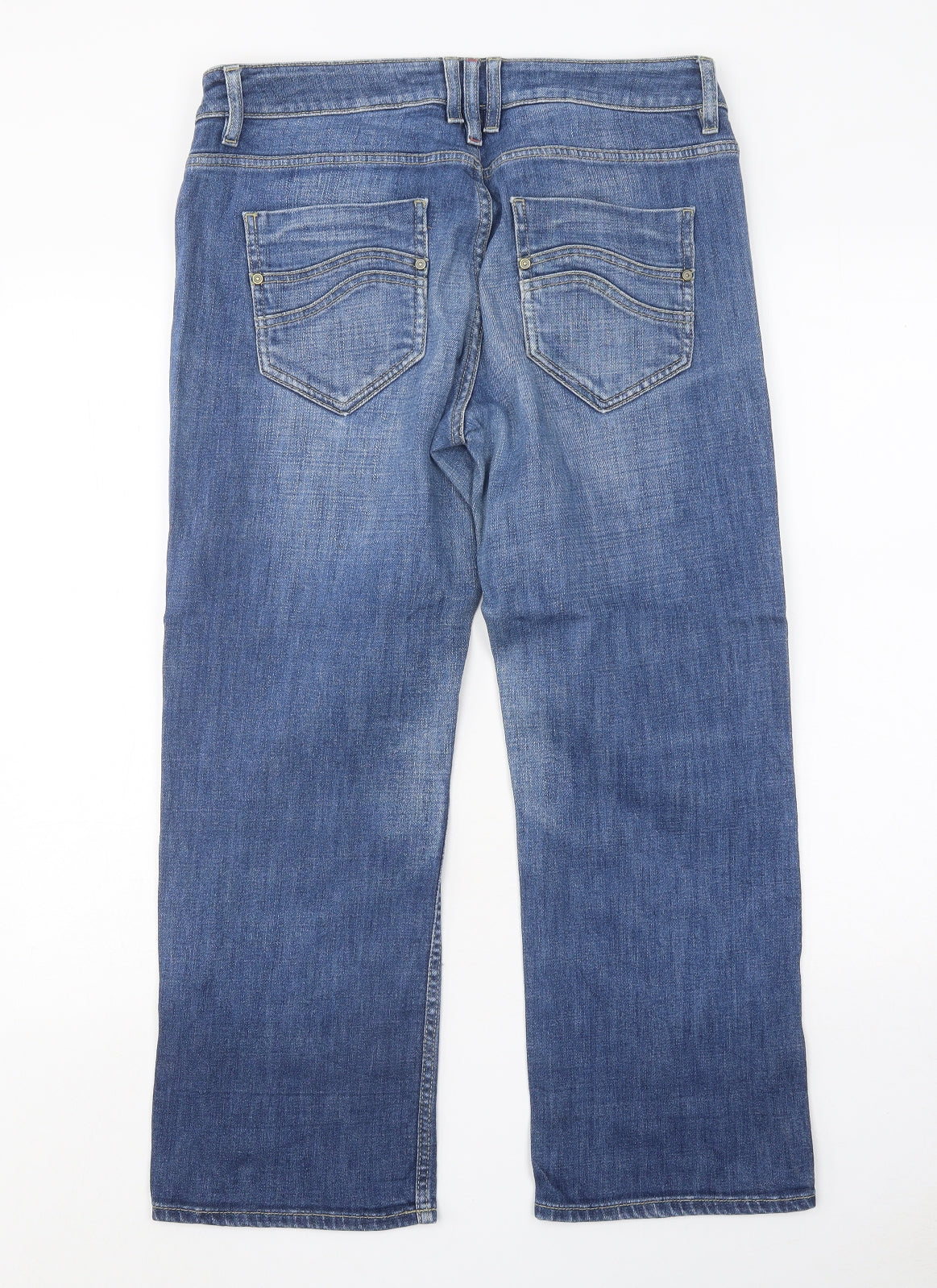 Esprit Womens Blue Cotton Straight Jeans Size 16 L25 in Regular Zip