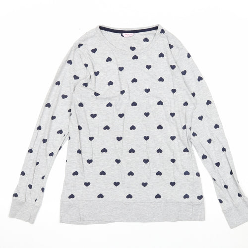Suzy & Me Womens Grey Geometric Cotton Basic T-Shirt Size 16 Round Neck - Heart Detail