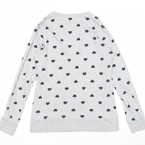 Suzy & Me Womens Grey Geometric Cotton Basic T-Shirt Size 16 Round Neck - Heart Detail
