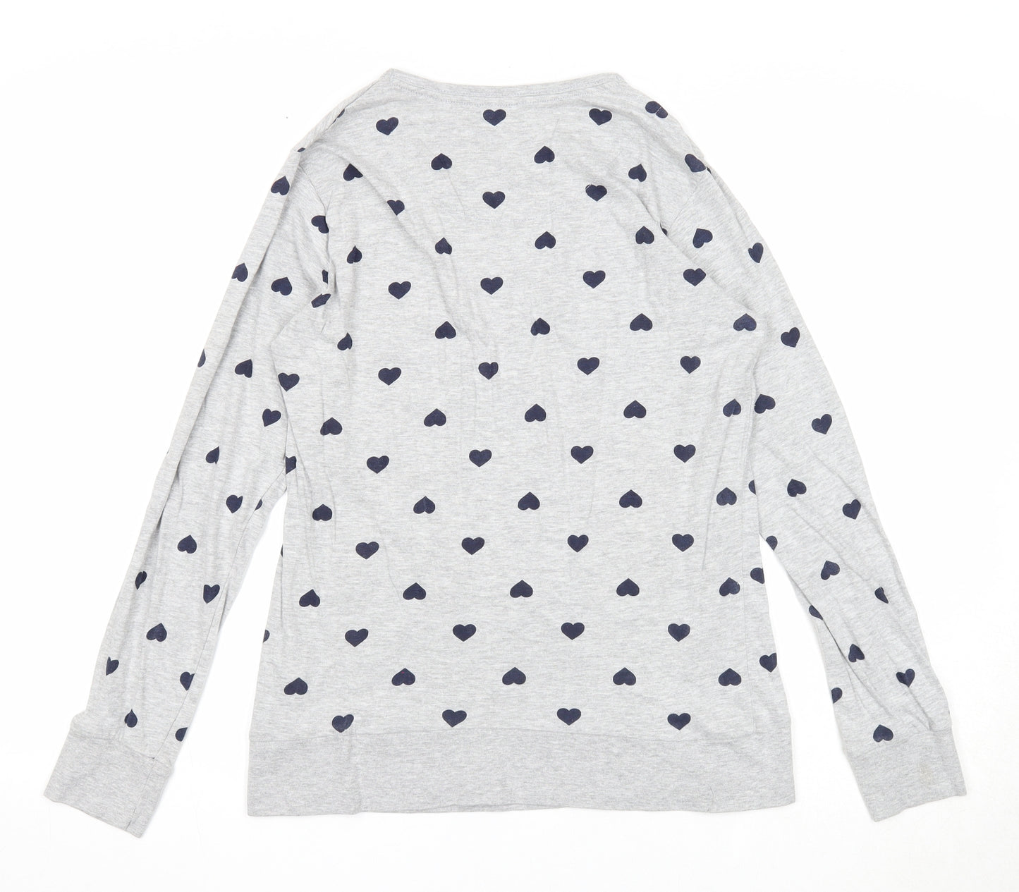 Suzy & Me Womens Grey Geometric Cotton Basic T-Shirt Size 16 Round Neck - Heart Detail