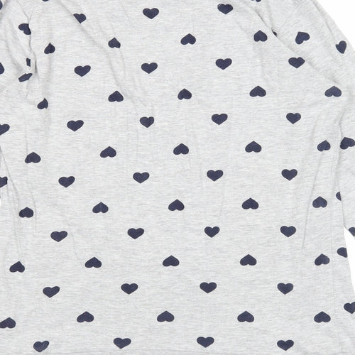 Suzy & Me Womens Grey Geometric Cotton Basic T-Shirt Size 16 Round Neck - Heart Detail