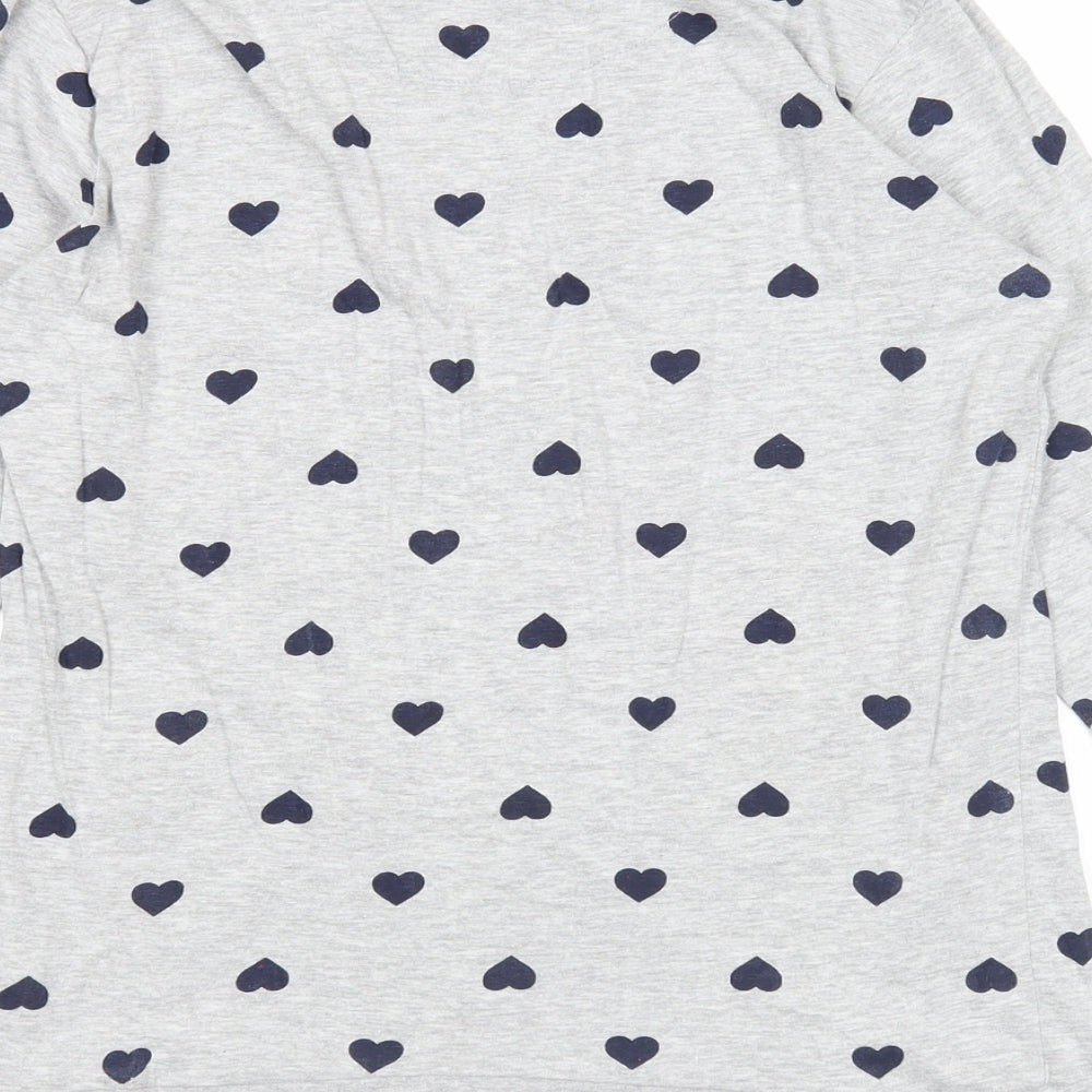 Suzy & Me Womens Grey Geometric Cotton Basic T-Shirt Size 16 Round Neck - Heart Detail