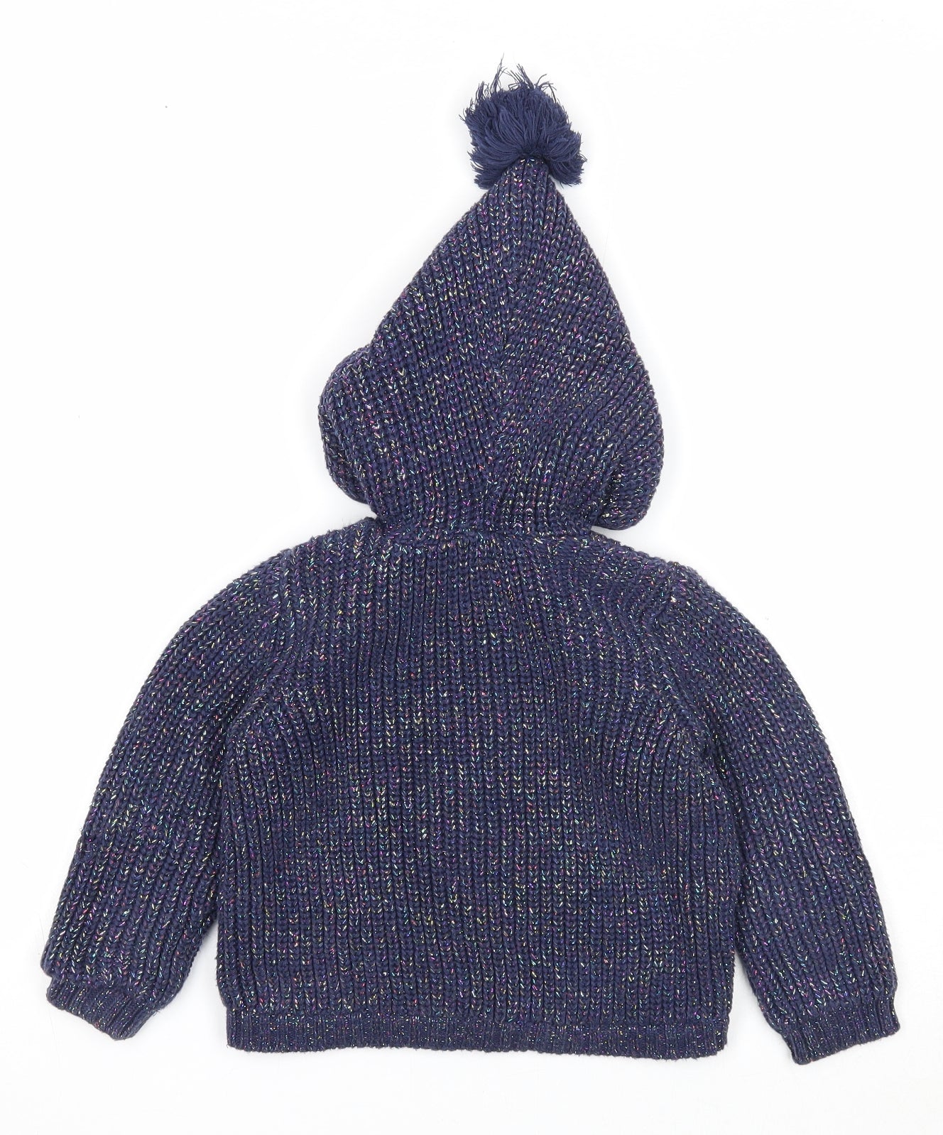 Marks and Spencer Girls Blue Geometric Jacket Size 2-3 Years Zip