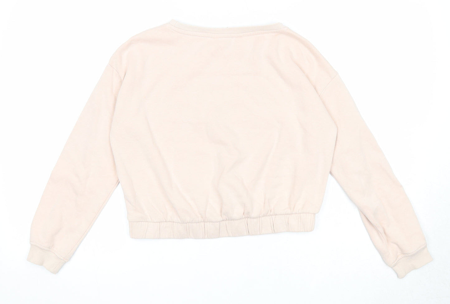 H&M Girls Pink Cotton Pullover Sweatshirt Size 11-12 Years Pullover - Happy Future Make Your Own Magic