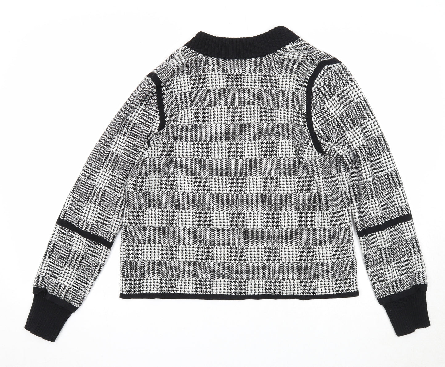 Vince Camuto Womens Black V-Neck Check Cotton Cardigan Jumper Size M