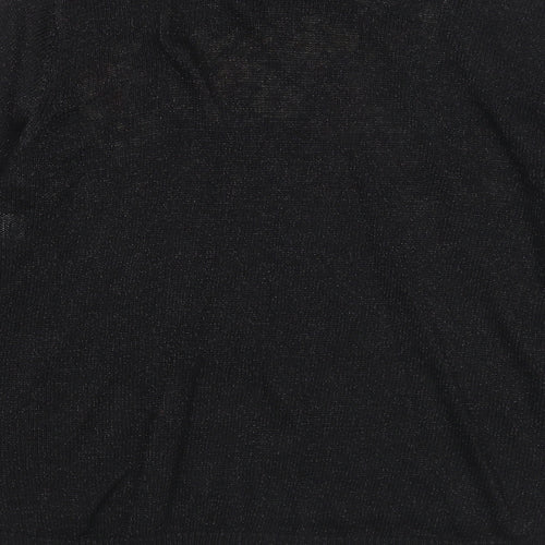 Misumi Womens Black Round Neck Floral Acrylic Pullover Jumper Size M