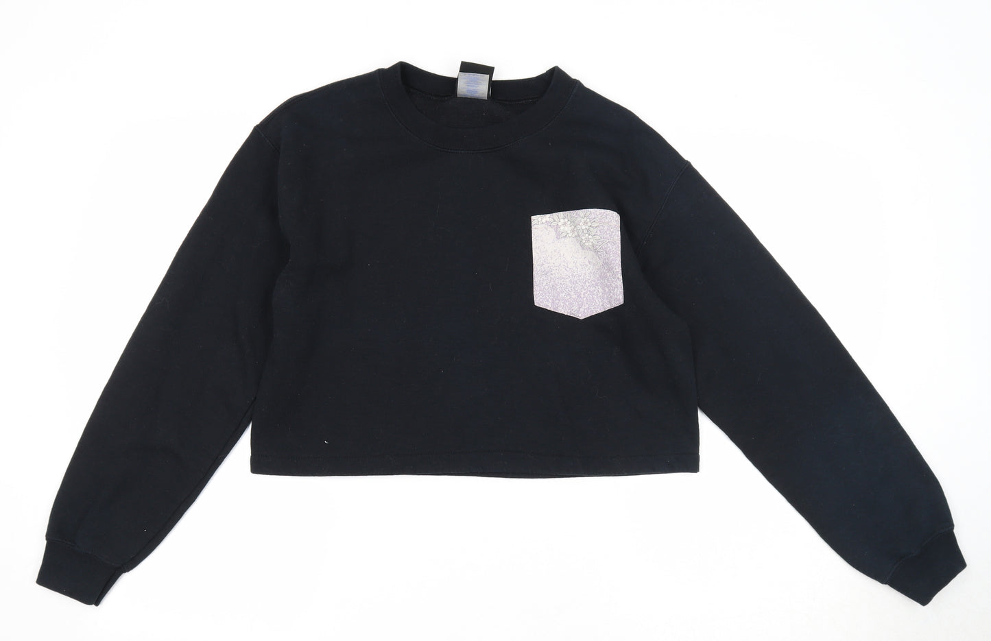 Blitz R Womens Black Cotton Pullover Sweatshirt Size S Pullover
