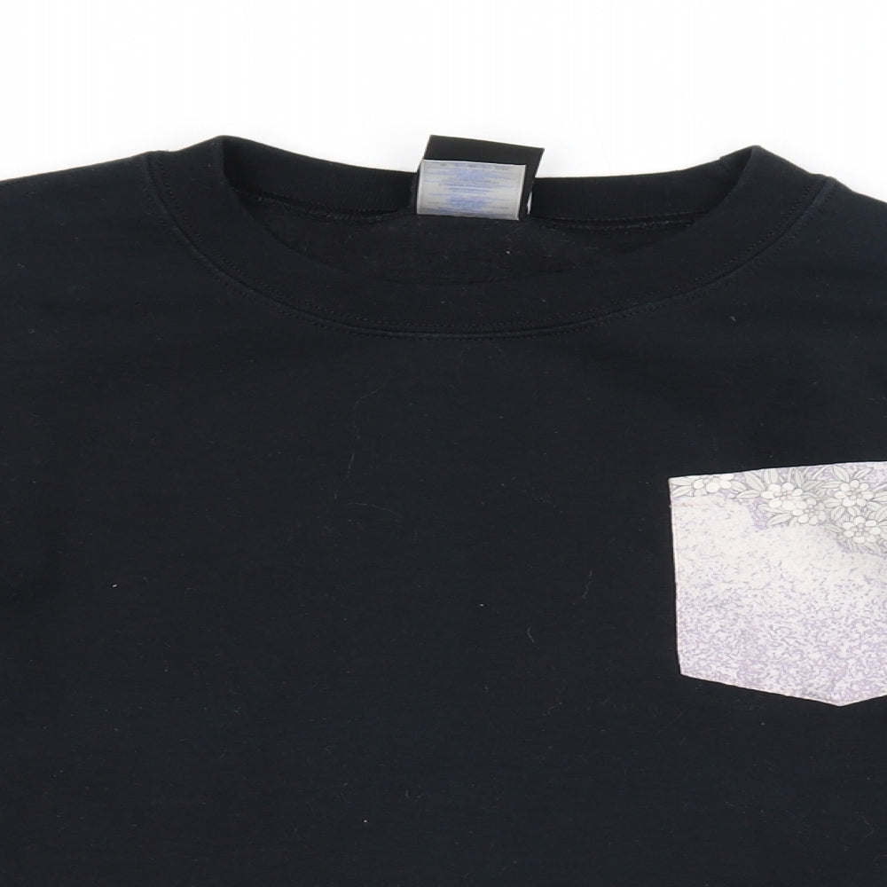 Blitz R Womens Black Cotton Pullover Sweatshirt Size S Pullover