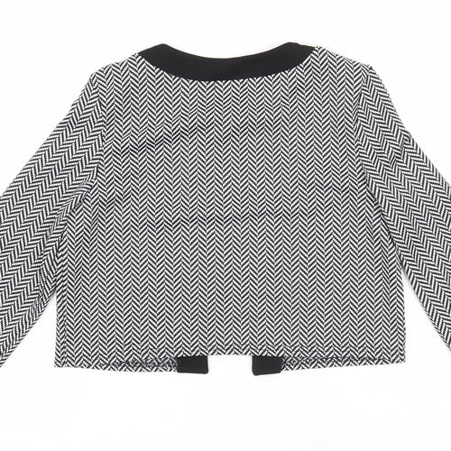 Evita Womens Black Round Neck Herringbone Polyester Cardigan Jumper Size 12