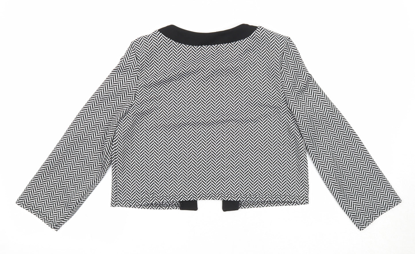 Evita Womens Black Round Neck Herringbone Polyester Cardigan Jumper Size 12