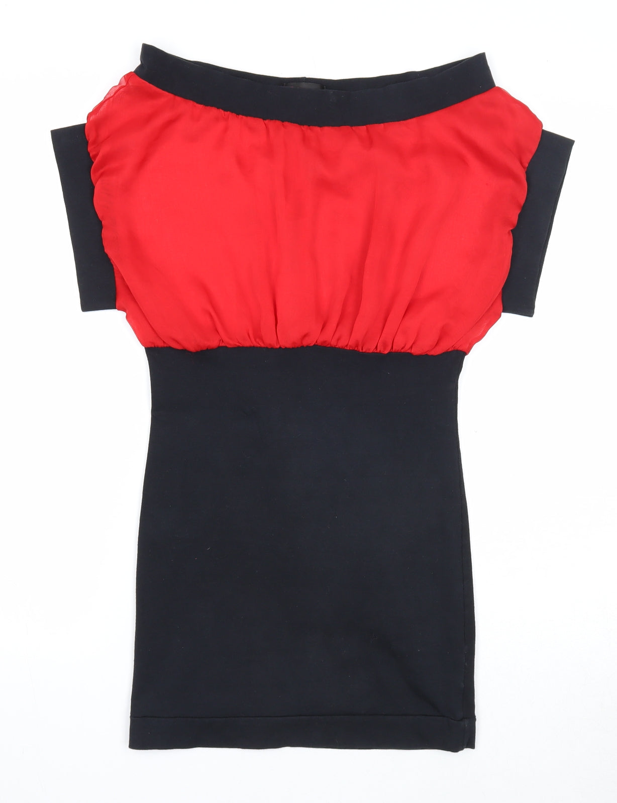 Quantum Womens Black Colourblock Polyester A-Line Size 8 Boat Neck Pullover