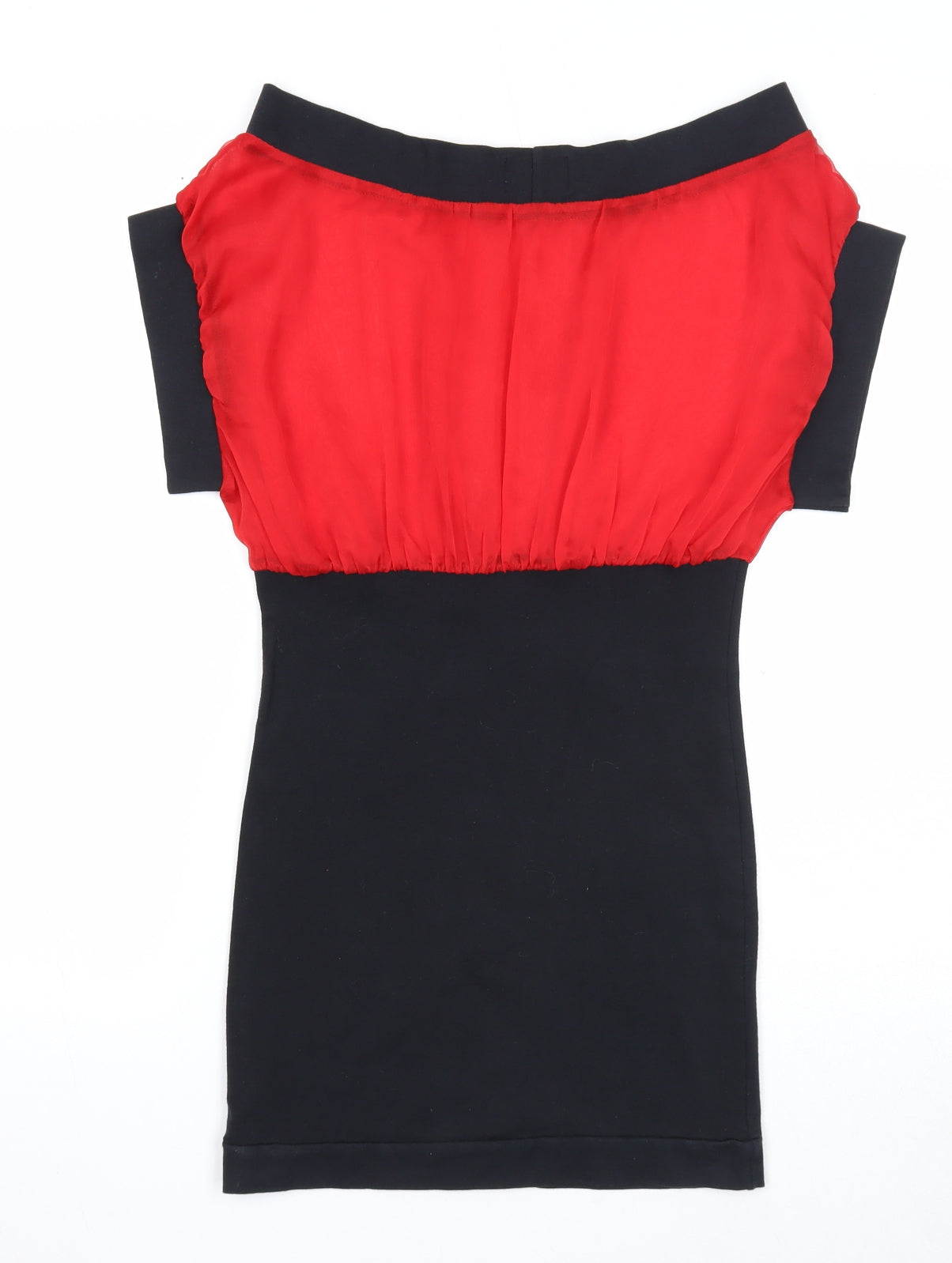 Quantum Womens Black Colourblock Polyester A-Line Size 8 Boat Neck Pullover