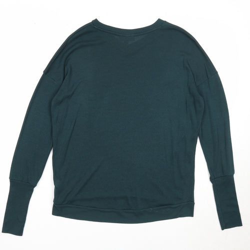 Topshop Womens Green V-Neck Polyester Pullover Jumper Size 6