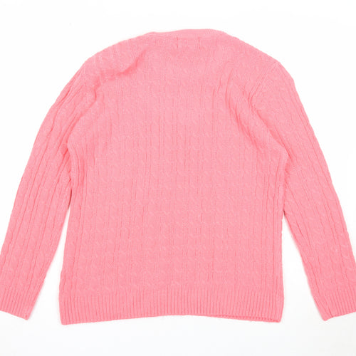 CHIC Womens Pink Round Neck Acrylic Pullover Jumper Size S