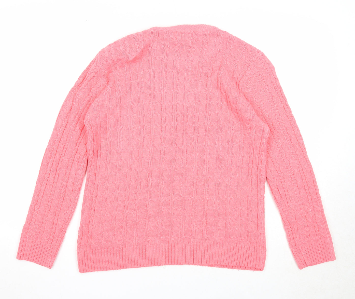 CHIC Womens Pink Round Neck Acrylic Pullover Jumper Size S