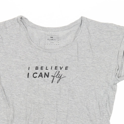 Gat Rimon Womens Grey Cotton Basic T-Shirt One Size Round Neck - I Believe I Can Fly