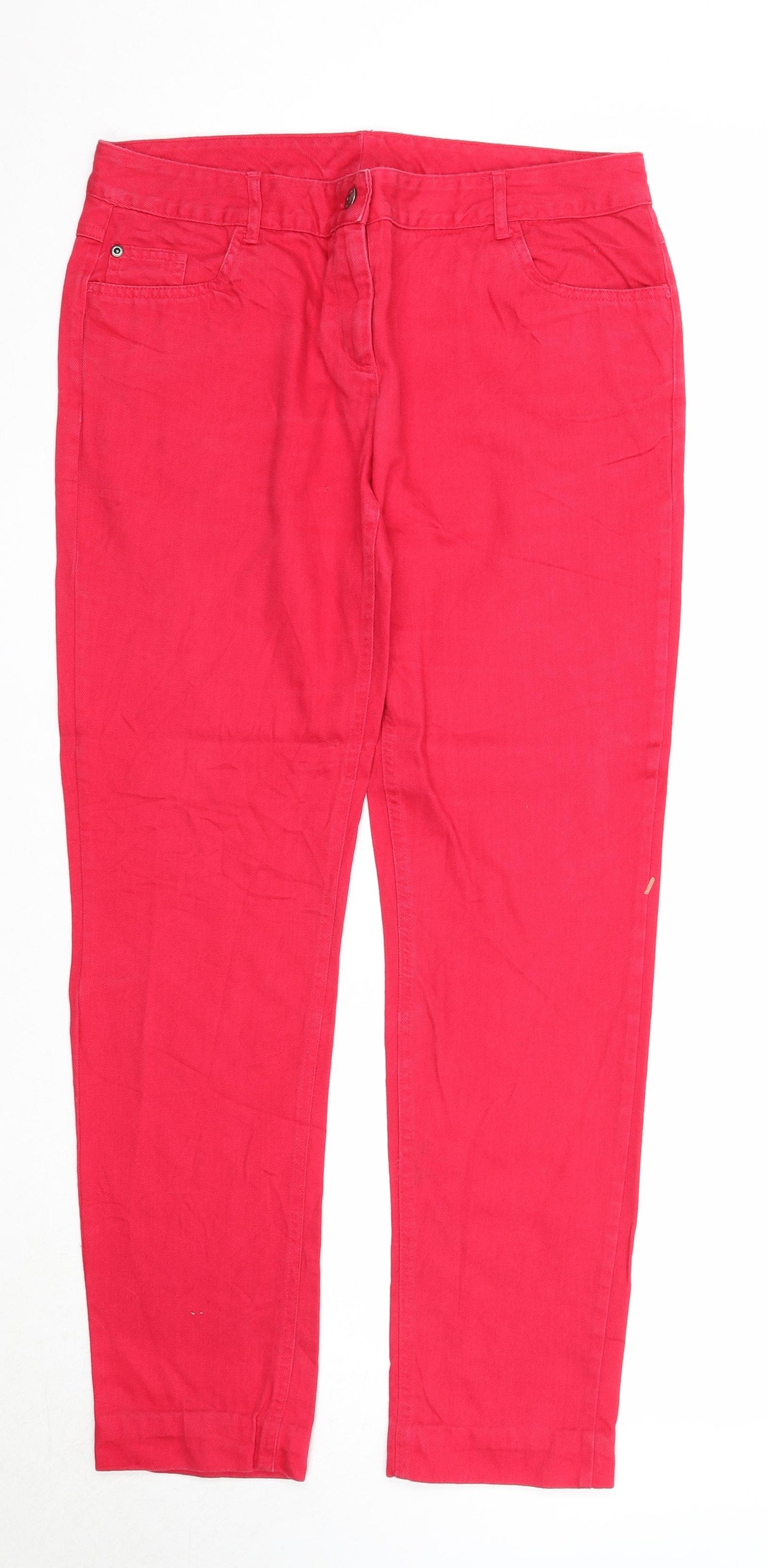 NEXT Womens Pink Cotton Straight Jeans Size 12 Regular Zip