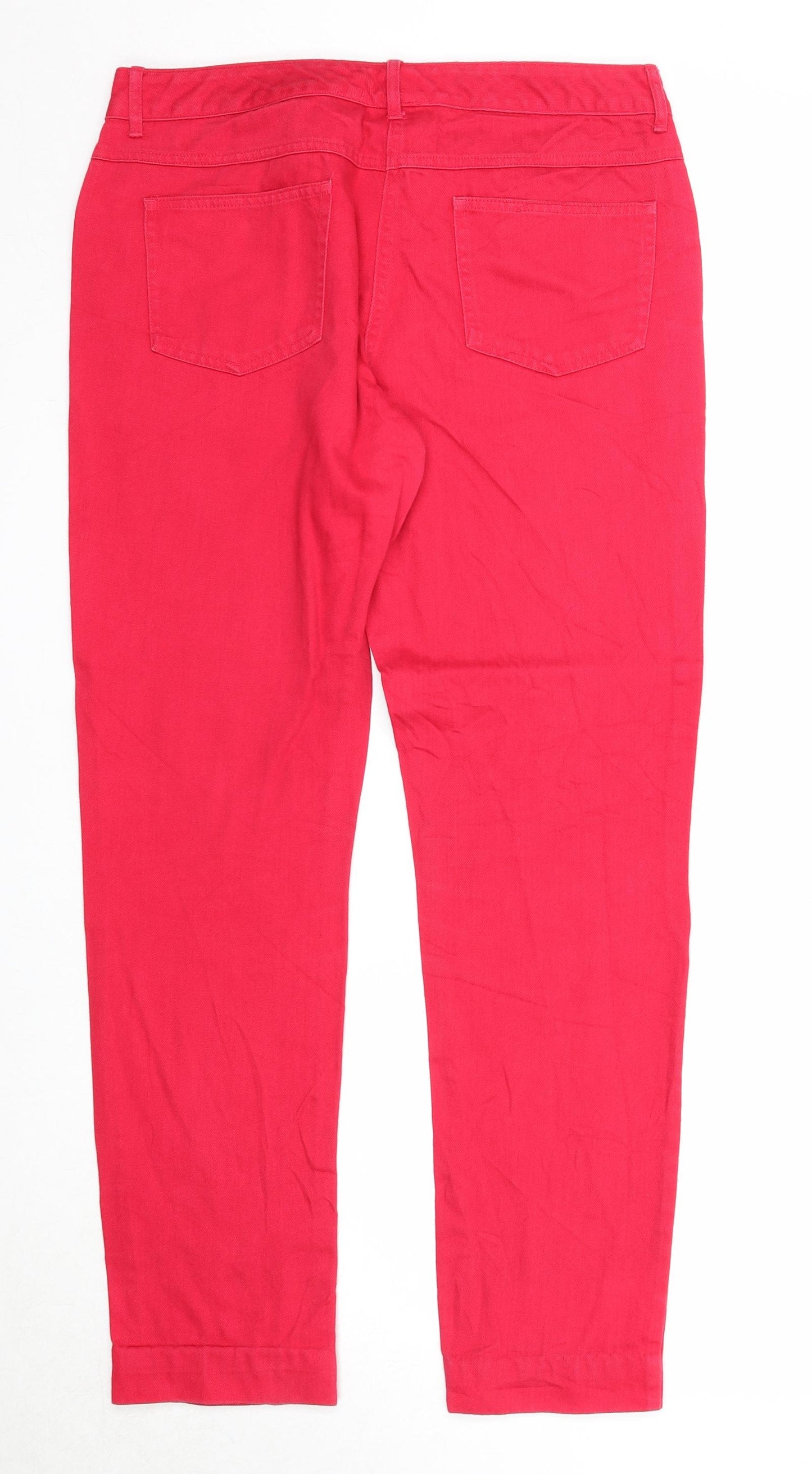 NEXT Womens Pink Cotton Straight Jeans Size 12 Regular Zip