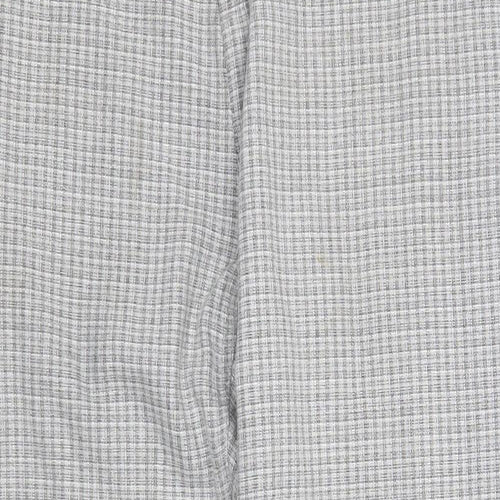 Zara Womens Grey Check Polyester Chino Trousers Size 16 Regular Zip