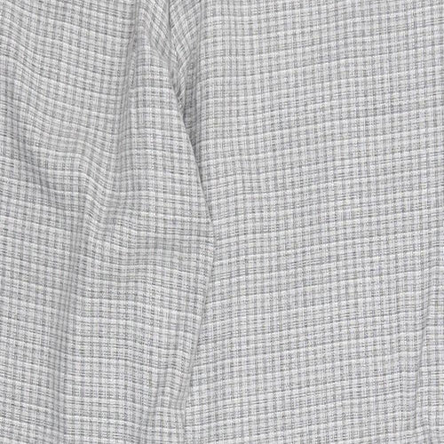 Zara Womens Grey Check Polyester Chino Trousers Size 16 Regular Zip