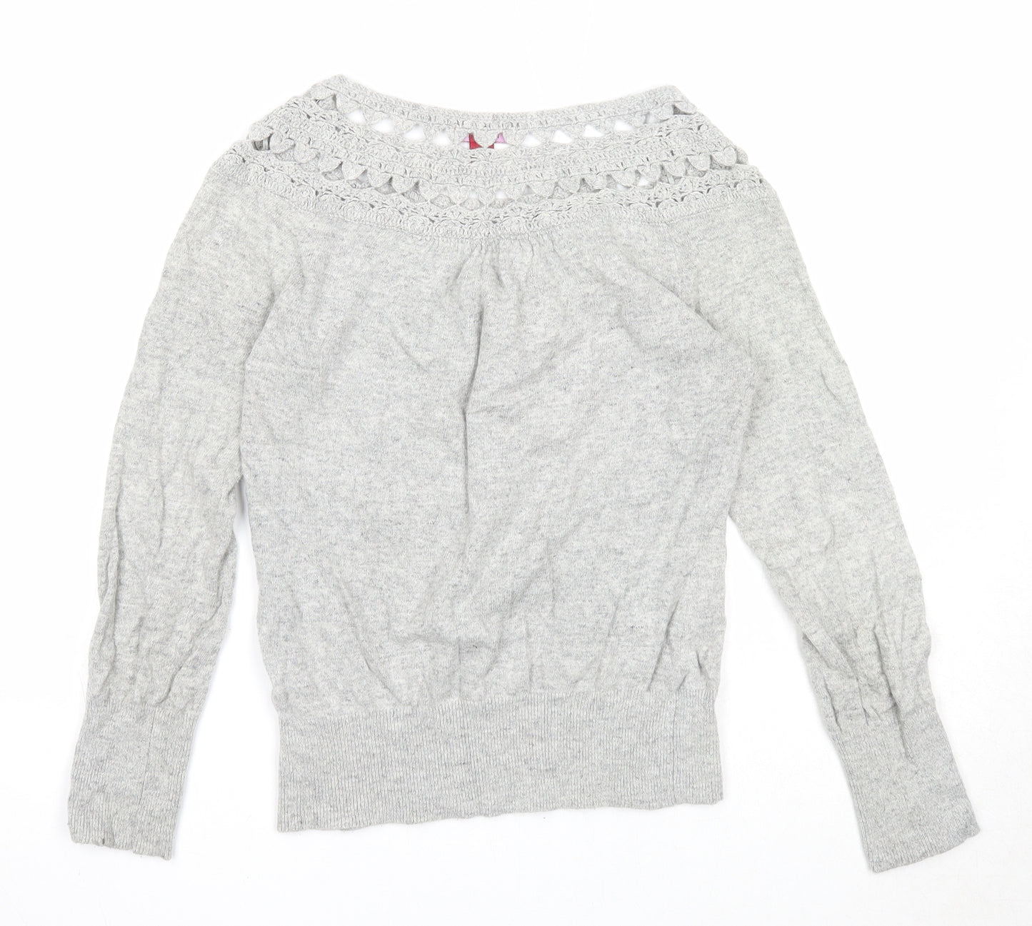 Monsoon Womens Grey Boat Neck Cotton Pullover Jumper Size 10