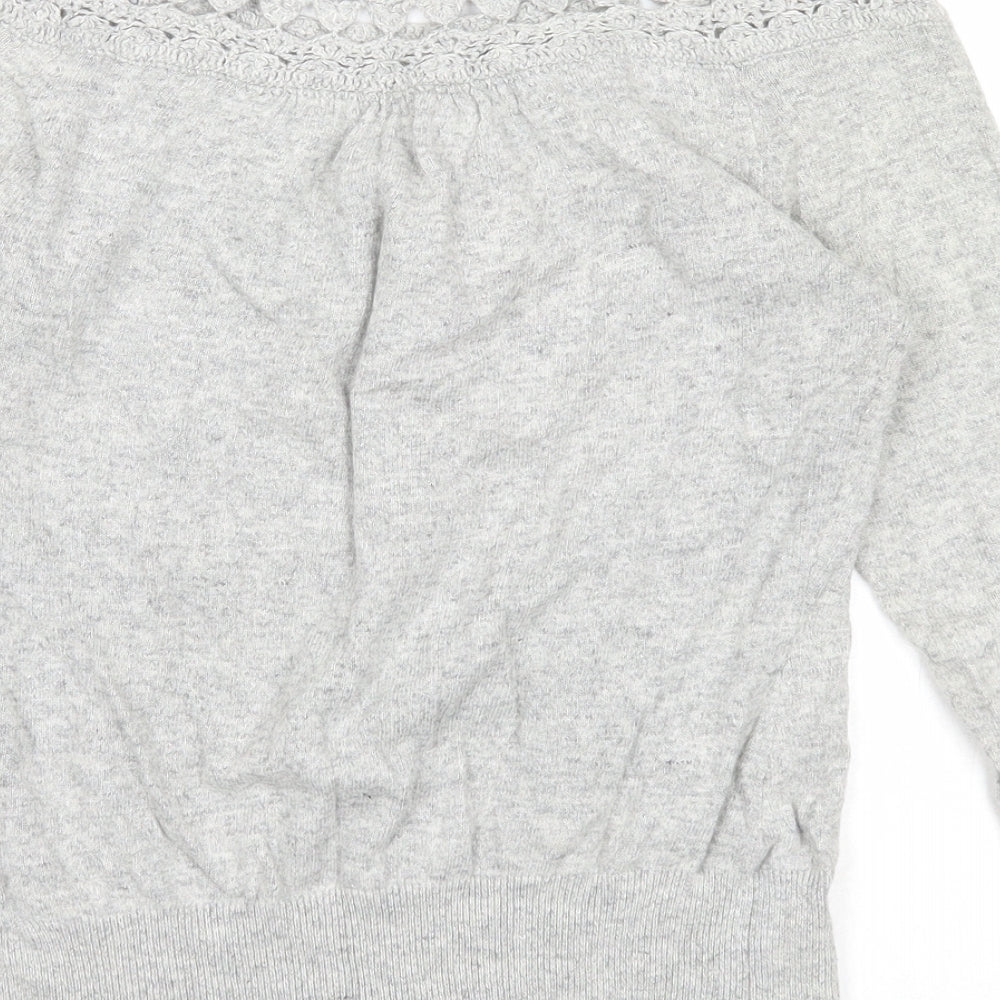Monsoon Womens Grey Boat Neck Cotton Pullover Jumper Size 10