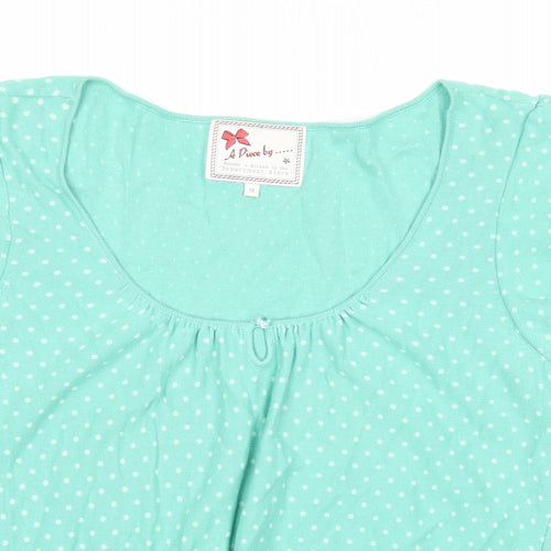 Debenhams Womens Green Scoop Neck Polka Dot Cotton Pullover Jumper Size 16