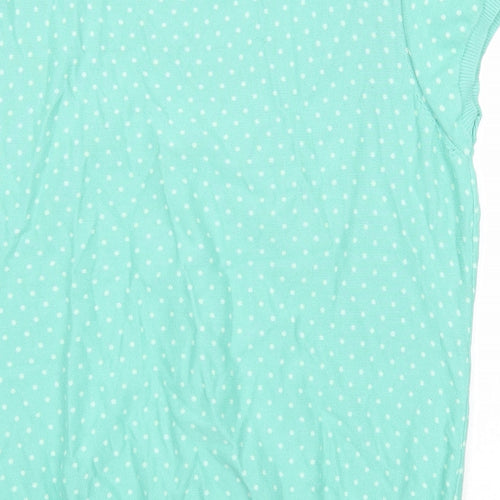 Debenhams Womens Green Scoop Neck Polka Dot Cotton Pullover Jumper Size 16