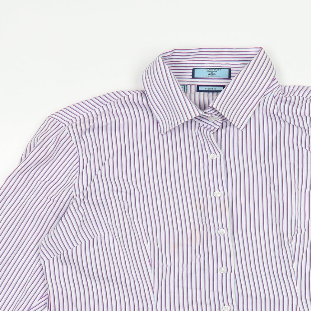 Jermyn Street Womens Multicoloured Striped Cotton Basic Button-Up Size 14 Collared