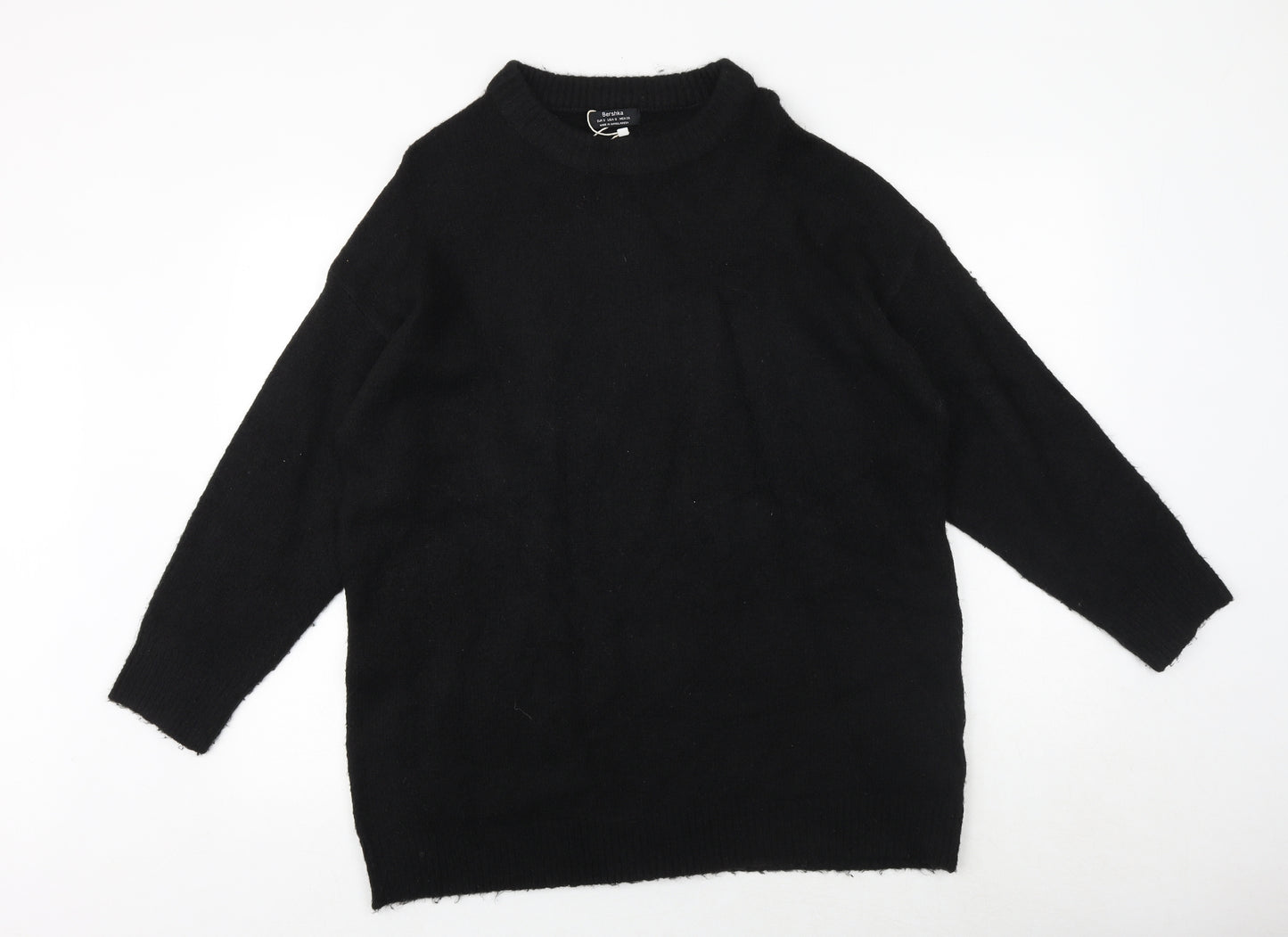 Bershka Womens Black Round Neck Polyester Pullover Jumper Size S