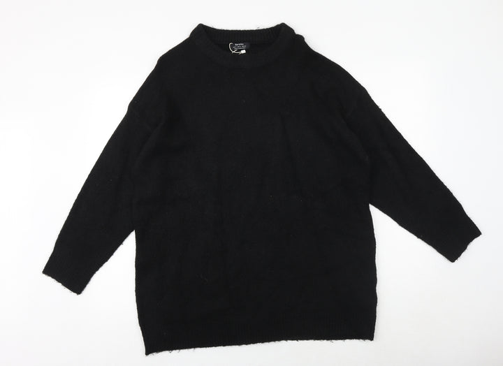 Bershka Womens Black Round Neck Polyester Pullover Jumper Size S