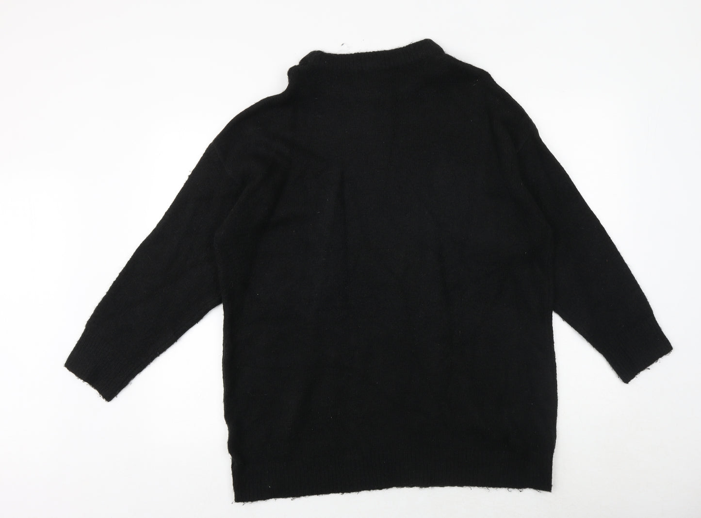 Bershka Womens Black Round Neck Polyester Pullover Jumper Size S