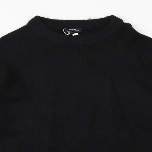 Bershka Womens Black Round Neck Polyester Pullover Jumper Size S