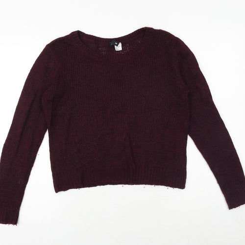 H&M Womens Purple Round Neck Polyester Pullover Jumper Size S