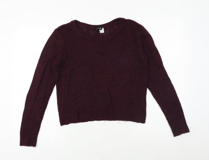 H&M Womens Purple Round Neck Polyester Pullover Jumper Size S