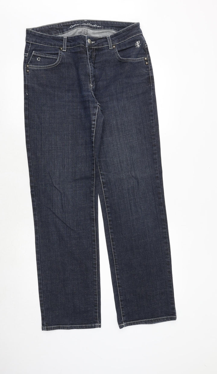 colac collection Womens Blue Cotton Straight Jeans Size 42 in Regular Zip
